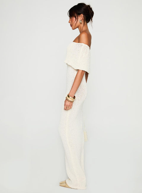 product Princess Polly Nixen Strapless Knit Maxi Dress Cream Straight Neck 