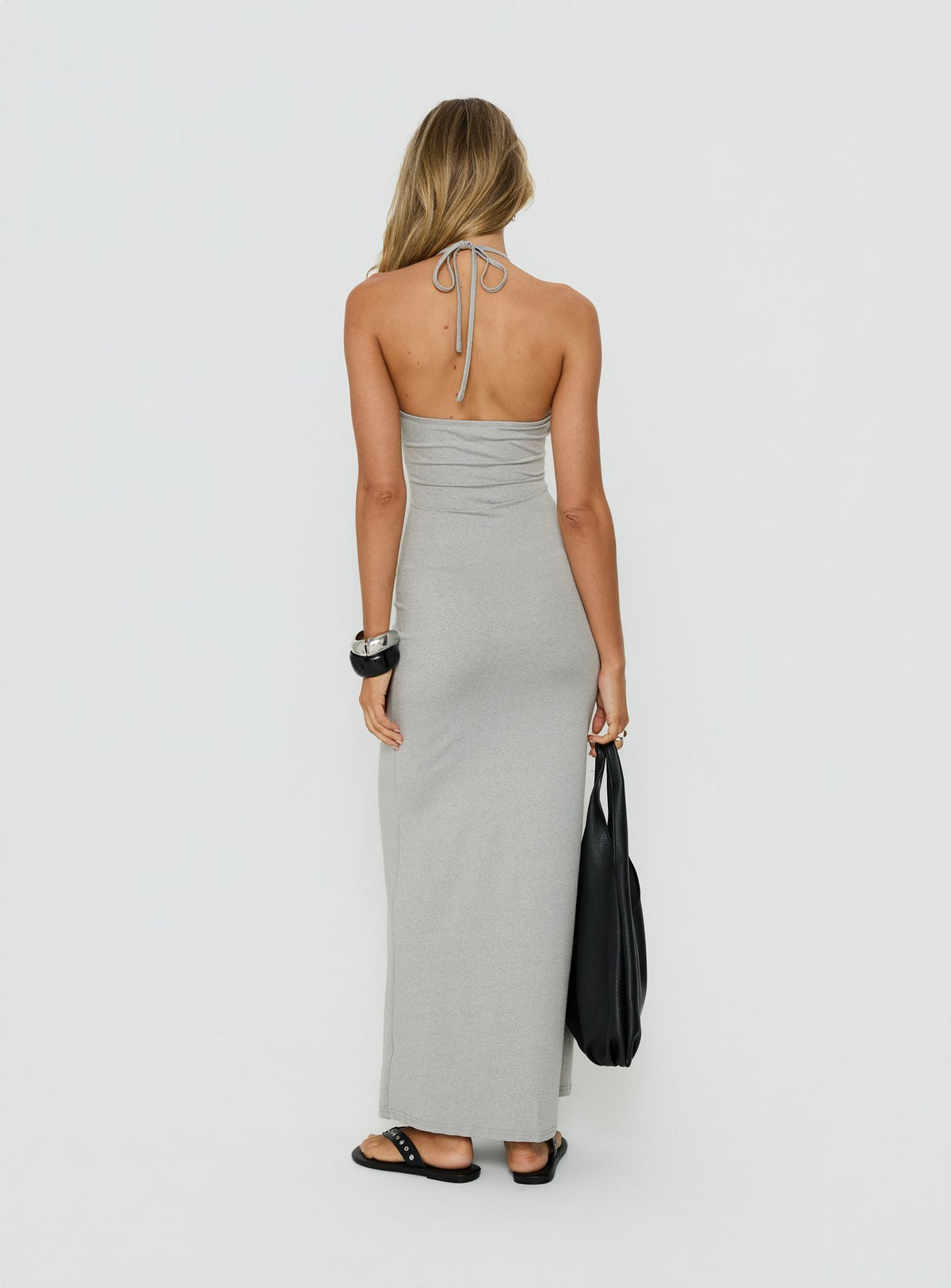 Chelsae Halter Maxi Dress Gray Marle