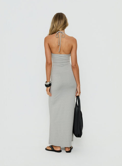 Chelsae Halter Maxi Dress Gray Marle