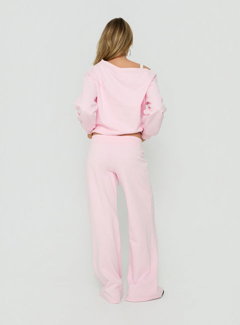 Designed with Dodie Wide Leg Pants Pink in womens regular pants featuring mid-rise back view of model wearing