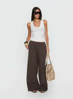 Lunea Concealed Waistband Pants Brown Petite