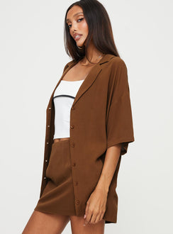 product Princess Polly Full Sleeves Square Neck  Caraliia Shirt Brown