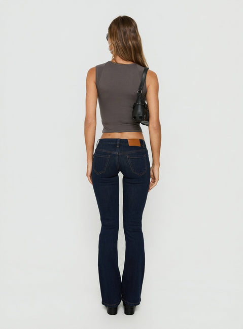 Naketa Ultra Low Rise Bootleg Jeans Raw Denim