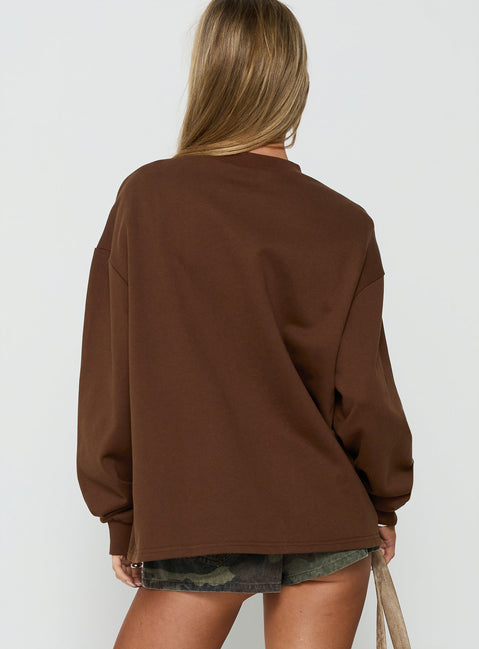 Opollo V Neck Jumper Brown