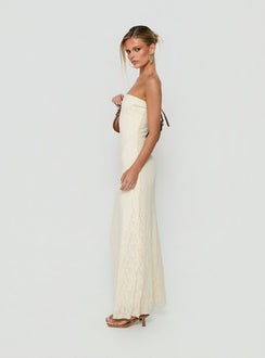Annarosa Strapless Lace Maxi Dress Cream