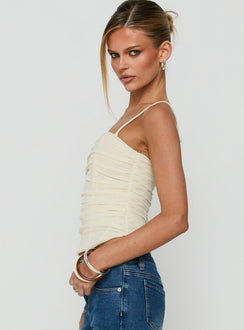 Missimo Ruched Mesh Corset Top Cream