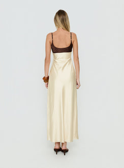 Odyessa V Neck Maxi Dress Brown / Yellow
