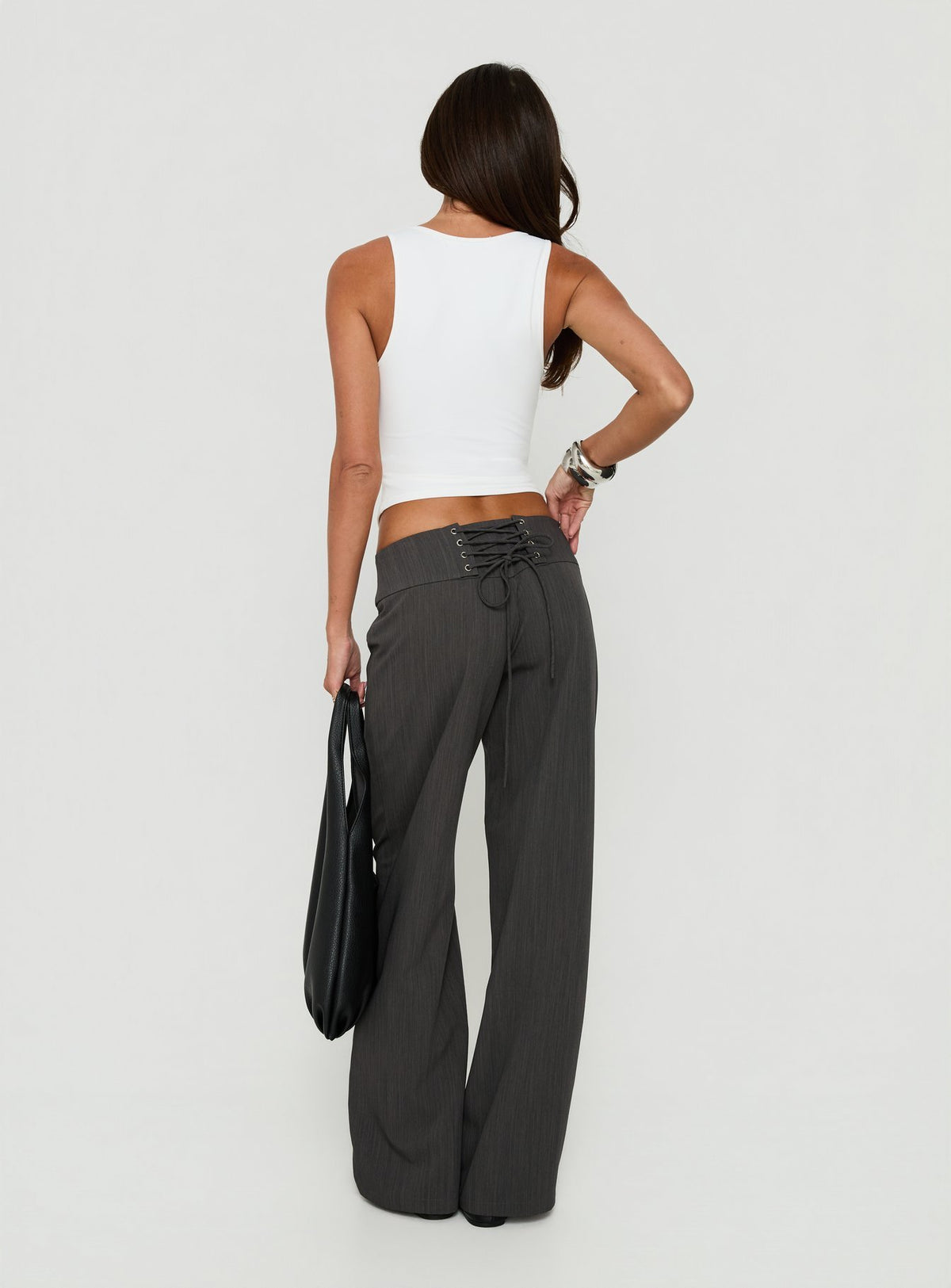 Klarika Lace Up Pants Charcoal