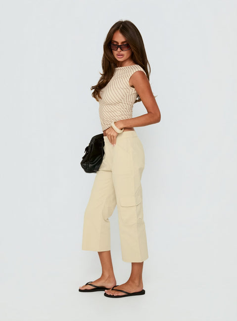 Indee Cropped Cargo Pants Beige Petite