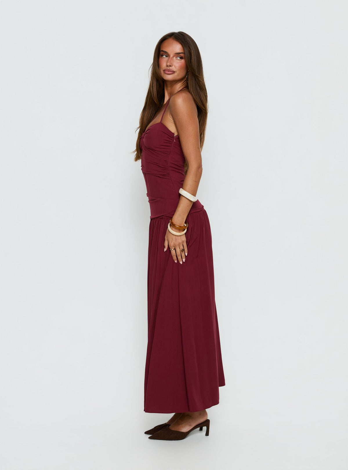 Marguerite Halter Maxi Dress Ruby Wine Tall