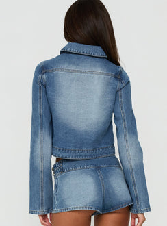 Kingstonn Military Denim Jacket Washed Blue