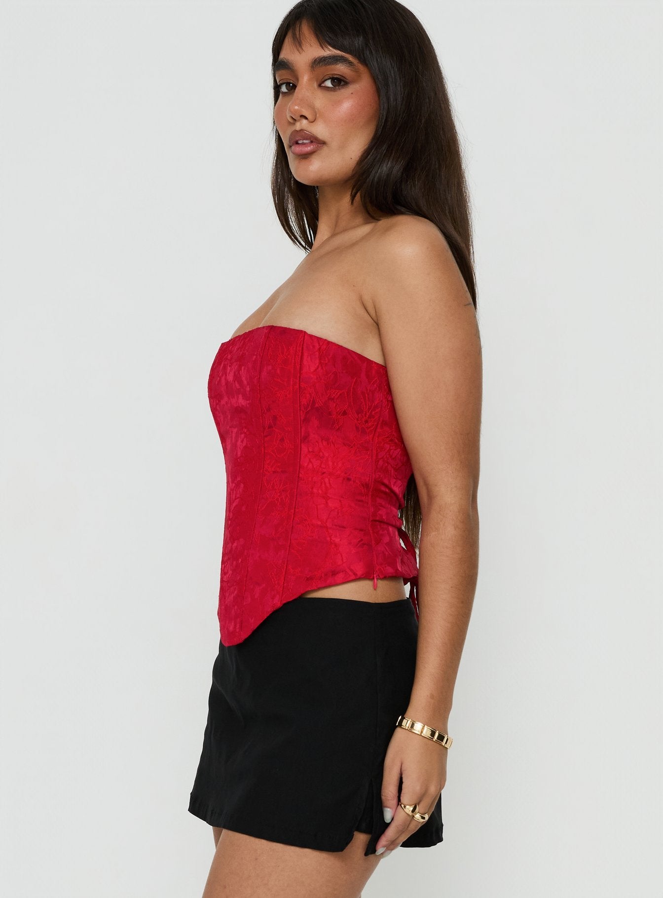 Ameliaa Strapless Corset Top Red