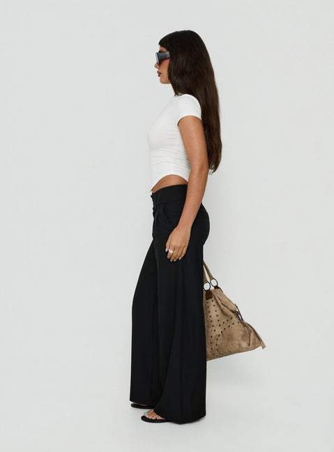 Designed with Loved Up Low Rise Baggy Pants Black in womens regular pants side view of model wearing Princess Polly