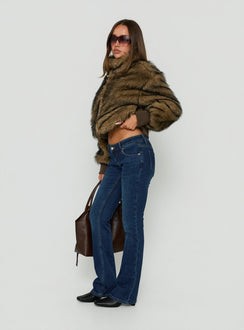 Naketa Ultra Low Rise Bootleg Jeans Mid Blue Wash