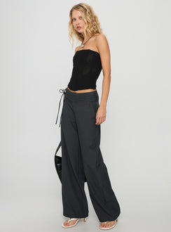 Good Riddance Pleat Tie Slouch Pants Charcoal Petite