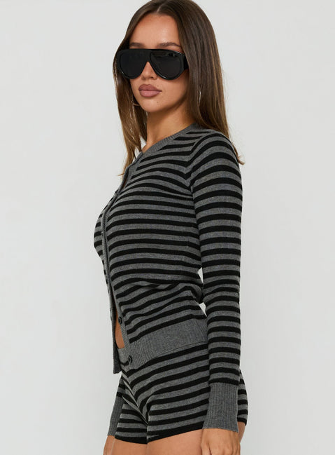 Lauraine Cardigan Grey / Black Stripe