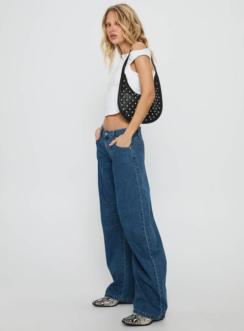 Tippie Low Rise Barrel Leg Jeans Mid Wash Mid Rise Jeans Jeans 