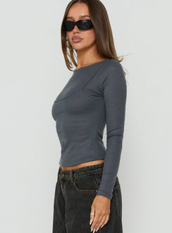 Isibella Layered Long Sleeve Top Charcoal