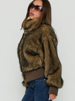 Luxia Faux Fur Funnel Neck Jacket Multi