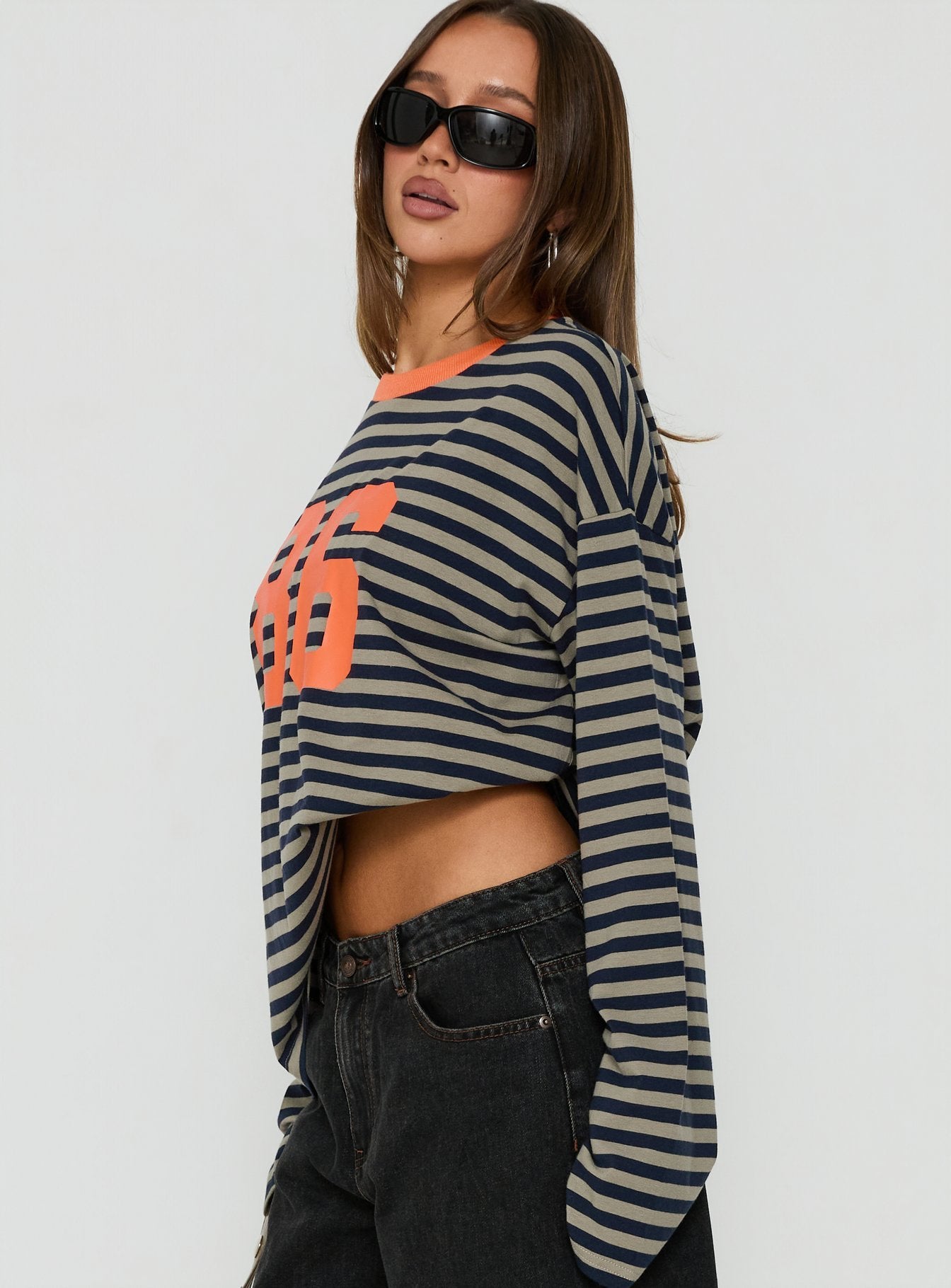 All Rounder Long Sleeve Varsity Graphic Top Multi Stripe