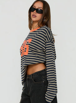 All Rounder Long Sleeve Varsity Graphic Top Multi Stripe