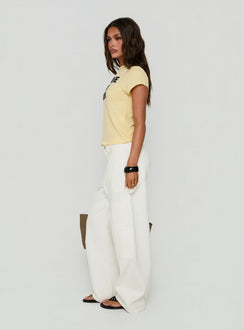 Mistree Mid Rise Baggy Cargo Jeans White