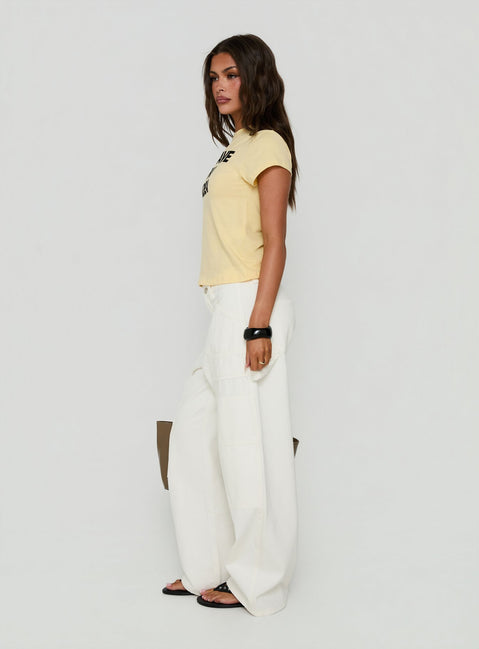 Mistree Mid Rise Baggy Cargo Jeans White