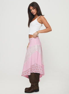   side view of model wearing Princess Polly Rennar Maxi Skirt Multi Maxi Skirts Skirts 