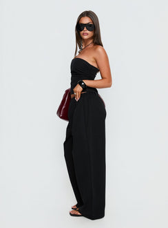 side view of model wearing Princess Polly Tidekiss Pants Noir Mid Rise Pants 
