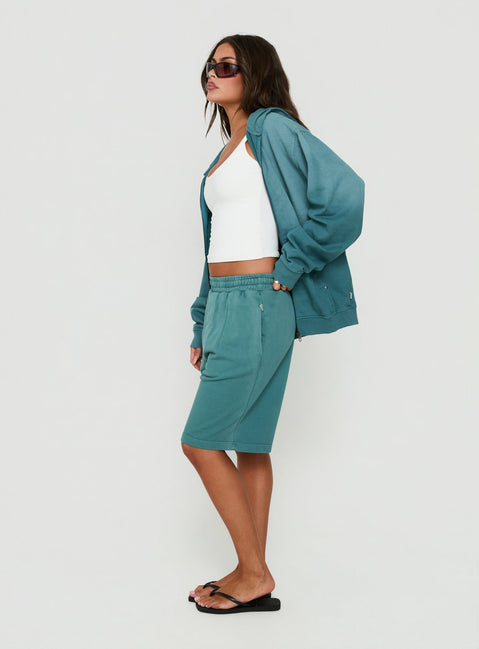 AT Fleece Baggy Jort Washed Teal
