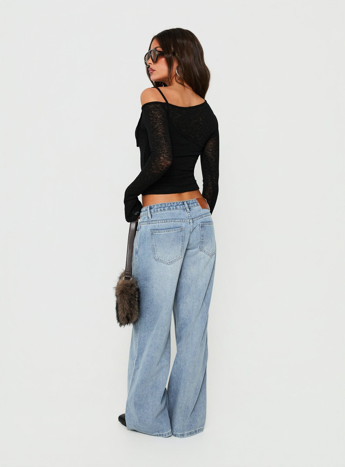 Picco Ultra Low Rise Wide Leg Jeans Light Blue Wash Petite