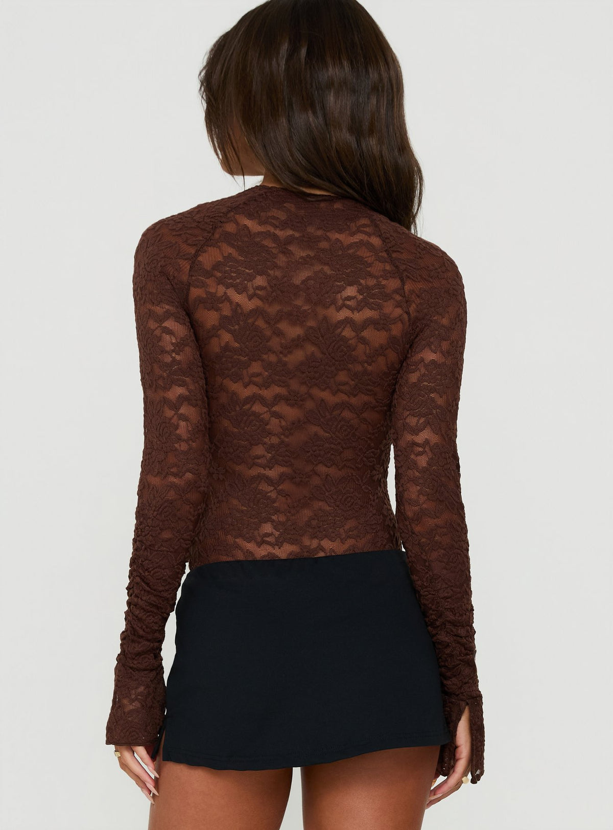 Giallo Long Sleeve Bodysuit Brown