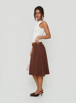 Such Delight Linen Midi Skirt Chocolate