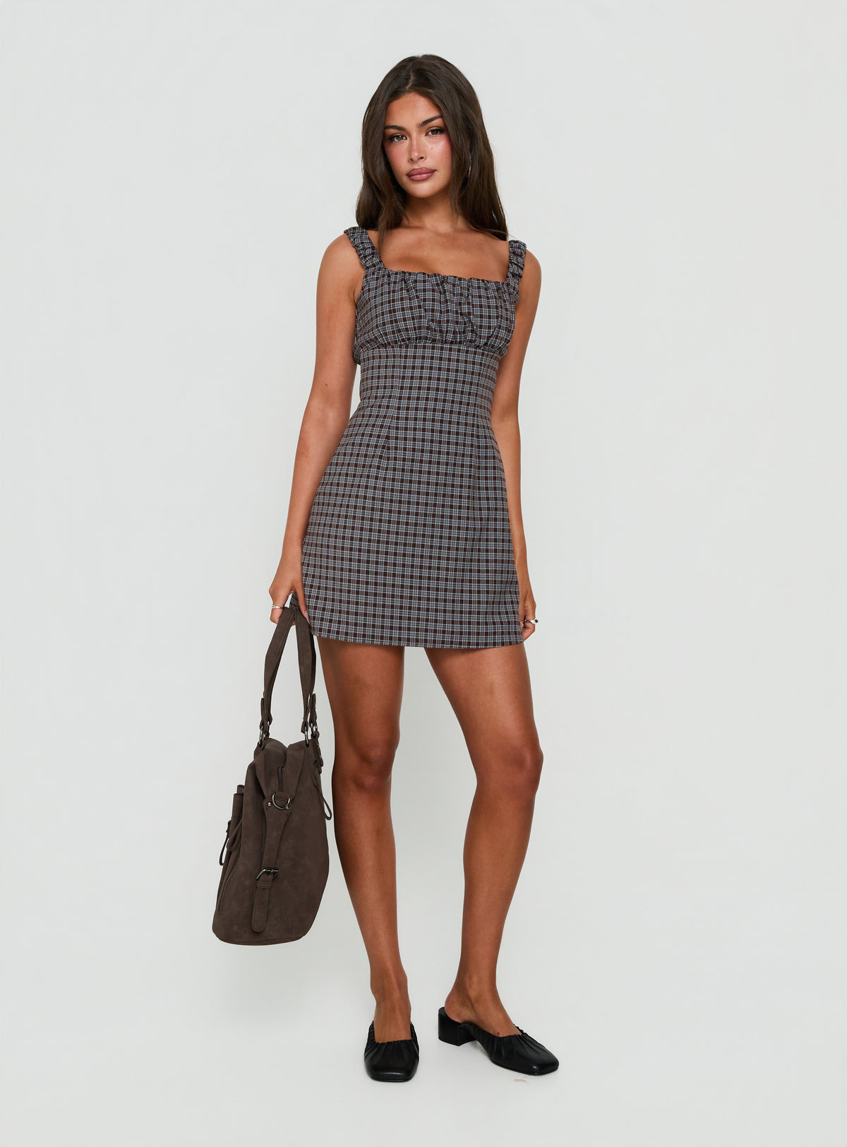 Donnamarie Mini Dress Brown Check