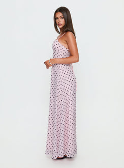 South of France Maxi Dress Pink Polka Dot