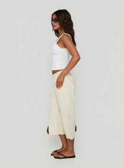 Miska Wide Leg Capri Pants Off White