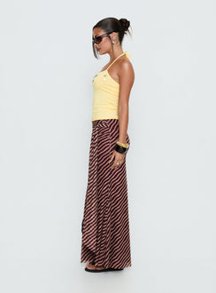Caviar Tie Maxi Skirt Brown Stripe Tall