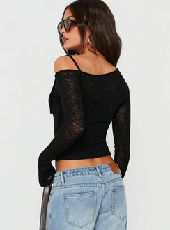 Rosca Layered Long Sleeve Top Black