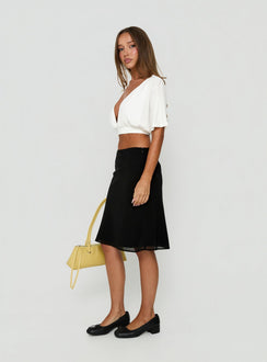 Crafted in the Anatola Midi Skirt Black womens-skirts with midi length detail Princess Polly