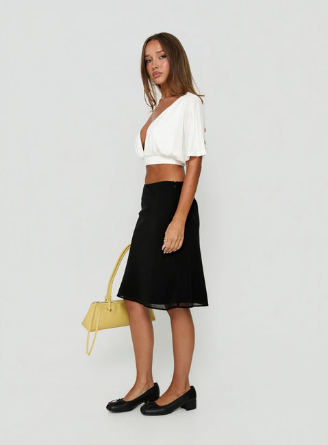 Crafted in the Anatola Midi Skirt Black womens-skirts with midi length detail Princess Polly