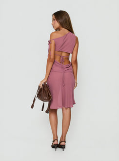 Designed with the Vianna Sheer Midi Skirt Pink womens-skirts in midi length back view of model wearing Princess Polly