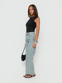 Fawcett High Rise Straight Leg Jeans Light Blue Wash Petite High Rise Jeans Jeans 