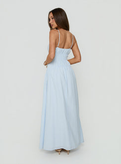 Magnolie Shirred Maxi Dress Blue Stripe