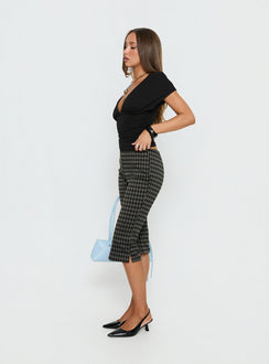 side view of model wearing Princess Polly Lights Are Off Capri Pants Multi Mid Rise Pants 