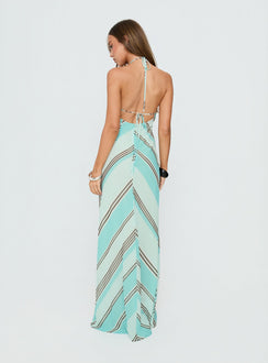 Esmira Halter Maxi Dress Blue Stripe