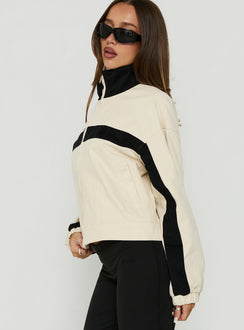 Pregame Funnel Neck Contrast Jacket Off White / Black