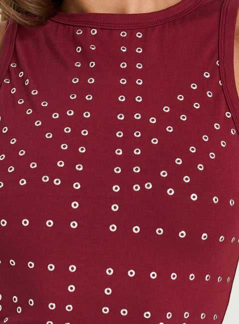 Carlianna Studded Top Burgundy