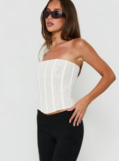 Oscuro Longline Mesh Corset Top White