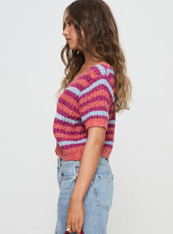 side view of model wearing Princess Polly Compassion Knit Cardigan Multi Cropped Jumpers 
