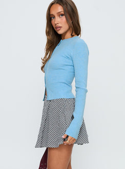   side view of model wearing Princess Polly Sohogirl Flowy Mini Skirt Black / White Gingham Mini Skirts 